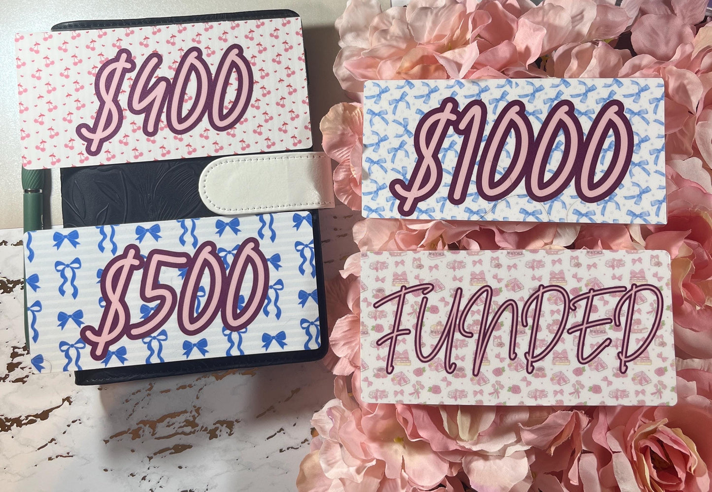 Set of 3 Coquette Money Placeholders | Prop Money, Cash Stuffing, Cash Placeholder, A6 Cash Budget, Cash Envelope System, Girlie