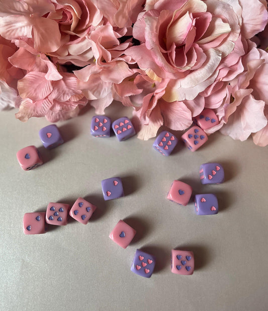 Pastel Heart Dice | Custom Blush Budget Co Heart Dice, Board game dice