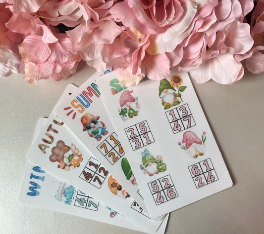 Four Seasons Gnome Garden Savings Challenge Tracker Inserts | Cash Envelope Insert, Cash Binder, Cash Insert, Budget Inserts, Savings game