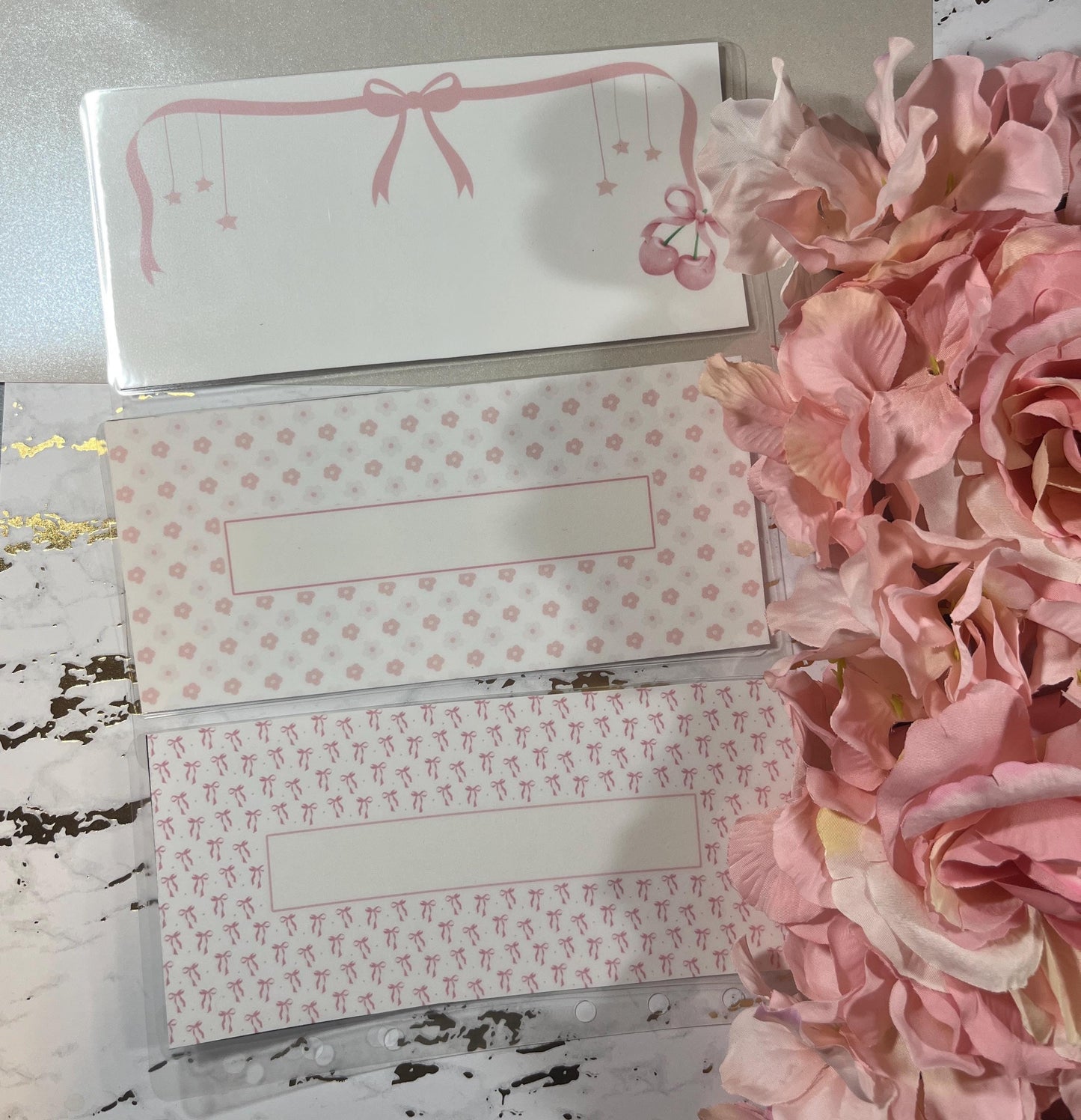 6 Aesthetic Coquette Cash Envelopes | A6 Laminated Cash Envelope, Budgeting, Cash Stuffing, Envelope Budget, Cherry, Bows, Girlie