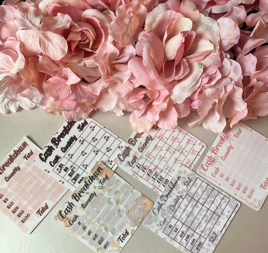 6 Coquette Cash Teller Slips | Bank Withdrawal, A6 Cash Budget,  Reusable Aesthetic Budgeting Tools, Budget Binder, Cash breakdown