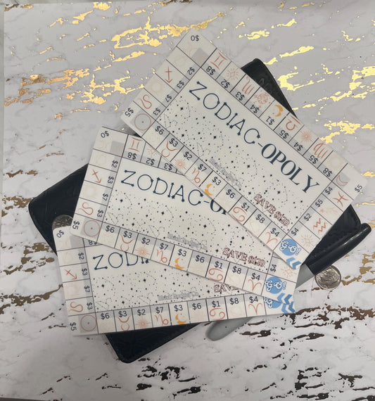 Zodiac-OPOLY Savings Challenge Tracker Inserts | Cash Envelope Insert, Cash Binder, Cash Insert, Budget Inserts, Savings Game, Monopoly