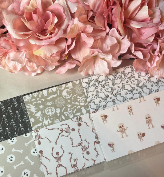 6 Spooky Skeleton Custom Cash Envelopes | A6 Laminated Cash Envelope, Budgeting, Cash Stuffing, Envelope Budget