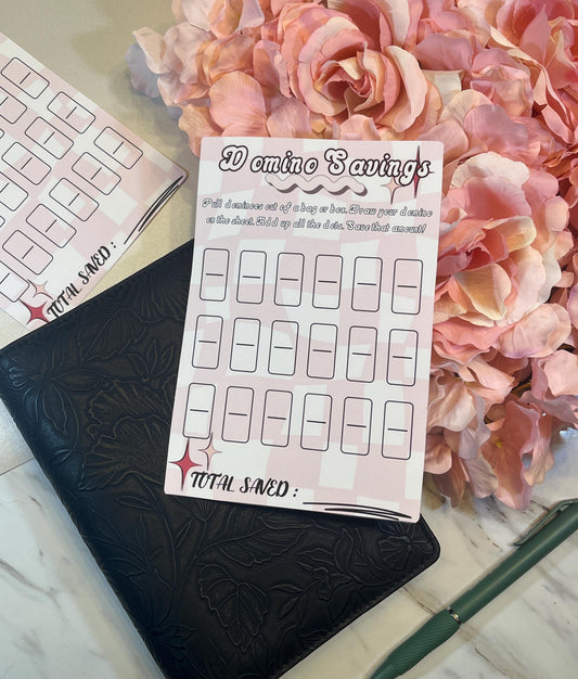 Domino Savings Challenge Tracker Inserts | Cash Envelope Insert, Cash Binder, Cash Insert, Budget Inserts