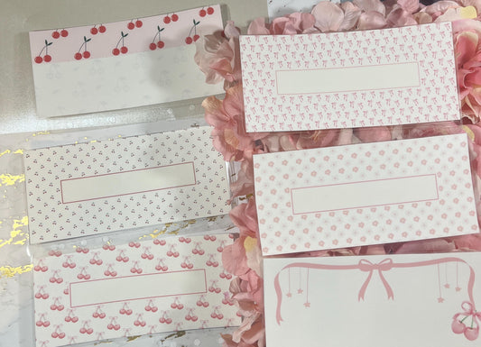 6 Aesthetic Coquette Cash Envelopes | A6 Laminated Cash Envelope, Budgeting, Cash Stuffing, Envelope Budget, Cherry, Bows, Girlie