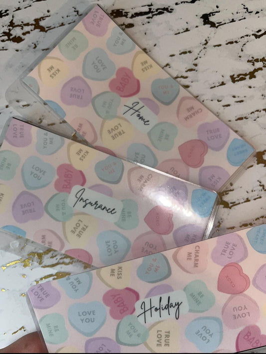 6 Valentines Candy Heart Cash Envelopes | A6 Laminated Cash Envelope, Budgeting, Cash Stuffing, Envelope Budget