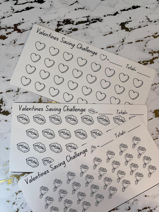 3 Valentines Savings Challenge Tracker Inserts | Cash Envelope Insert, Cash Binder, Cash Insert, Budget Inserts