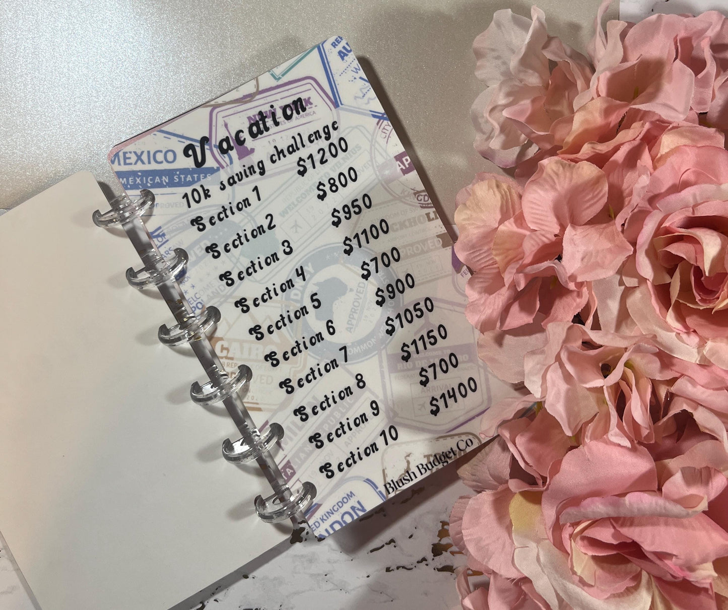 Travel Binder Savings Challenge  | Cash Envelope Insert, Cash Binder, Cash Insert, Budget Insert, 3k, 5k, 10k
