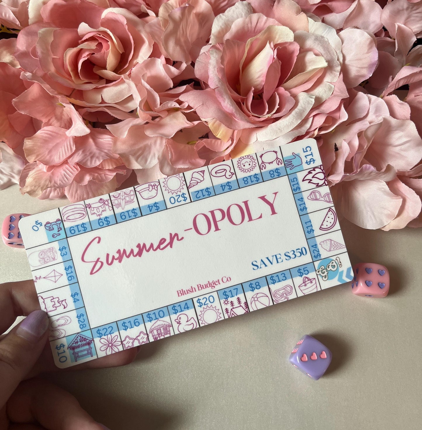 Summer-OPOLY Savings Challenge Tracker Inserts | Cash Envelope Insert, Cash Binder, Cash Insert, Budget Inserts, Savings game