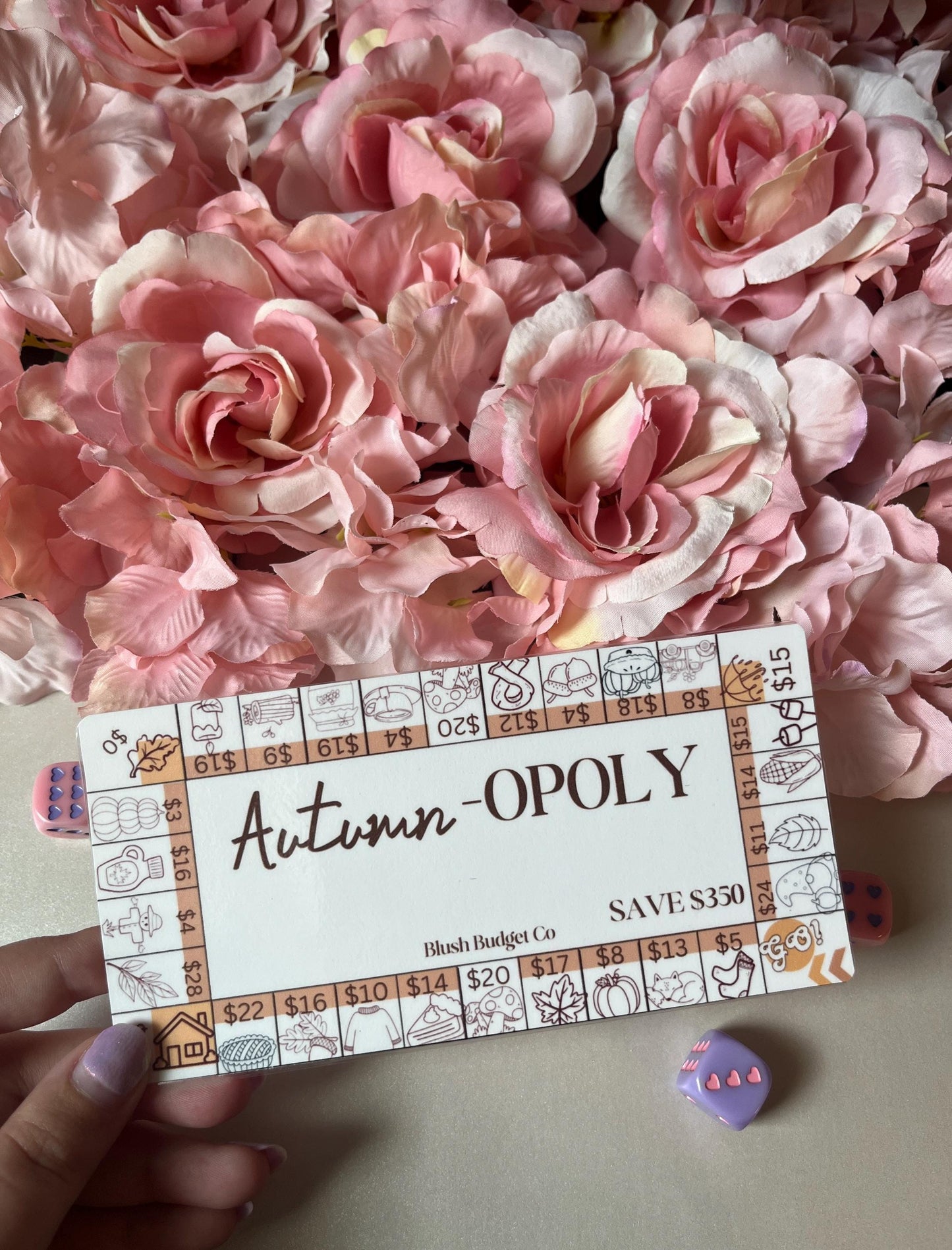 Autumn-OPOLY Savings Challenge Tracker Inserts | Cash Envelope Insert, Cash Binder, Cash Insert, Budget Inserts, Savings game