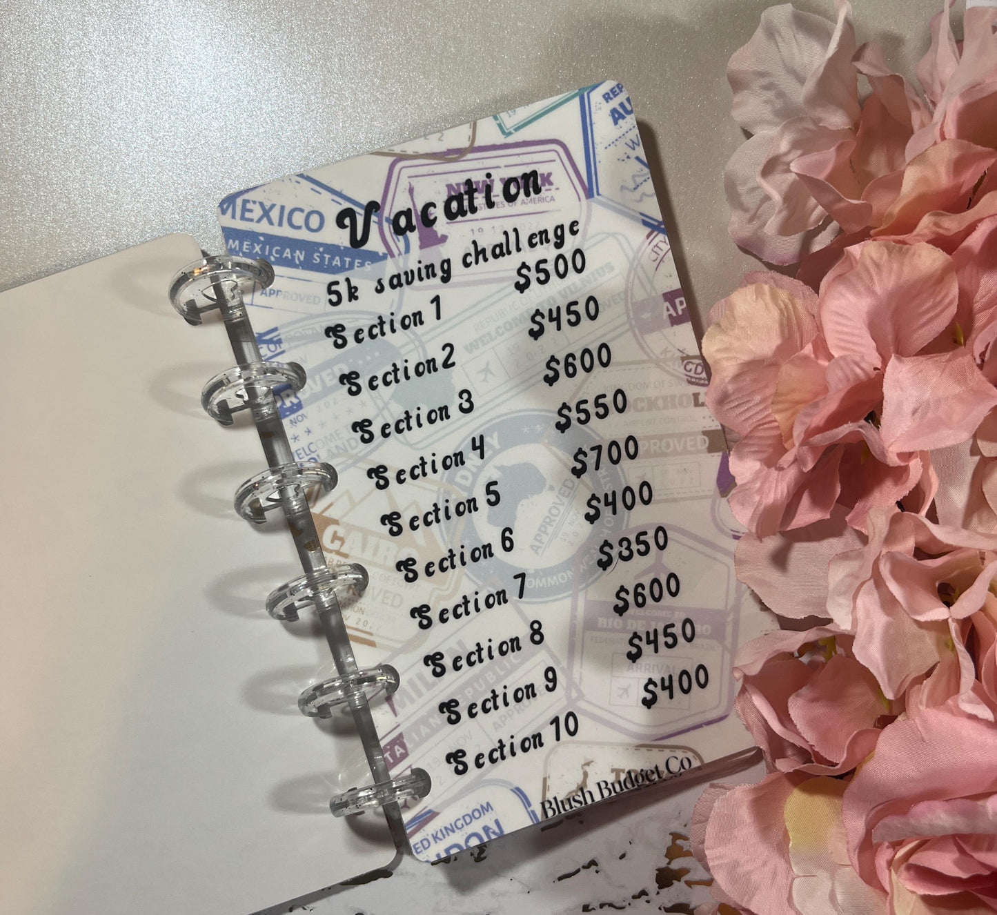 Travel Binder Savings Challenge  | Cash Envelope Insert, Cash Binder, Cash Insert, Budget Insert, 3k, 5k, 10k