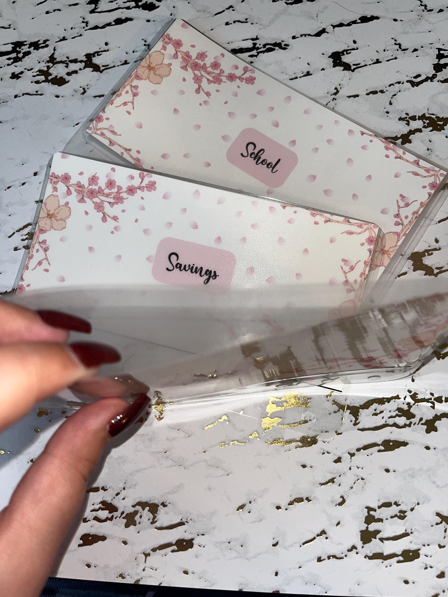 6 Cherry Blossom Custom Cash Envelopes | A6 Laminated Cash Envelope, Budgeting, Cash Stuffing, Envelope Budget, Sakura