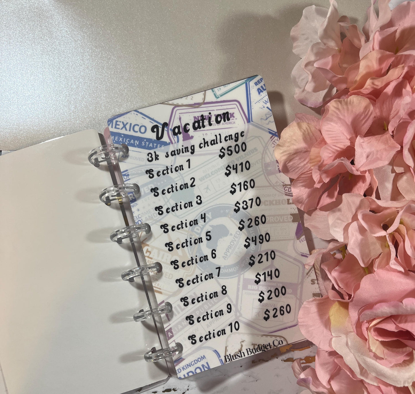Travel Binder Savings Challenge  | Cash Envelope Insert, Cash Binder, Cash Insert, Budget Insert, 3k, 5k, 10k