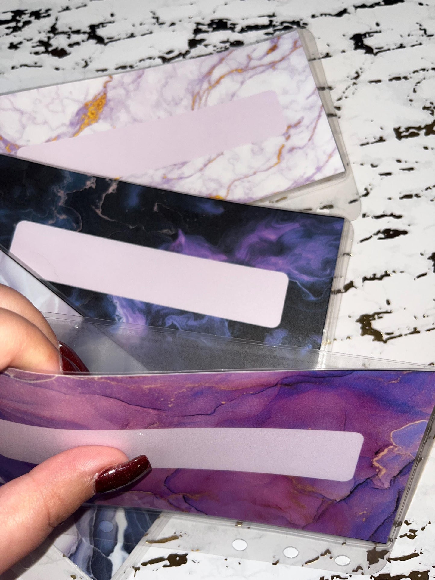 6 Purple Marble Cash Envelopes | A6 Laminated Cash Envelope, Budgeting, Cash Stuffing, Envelope Budget