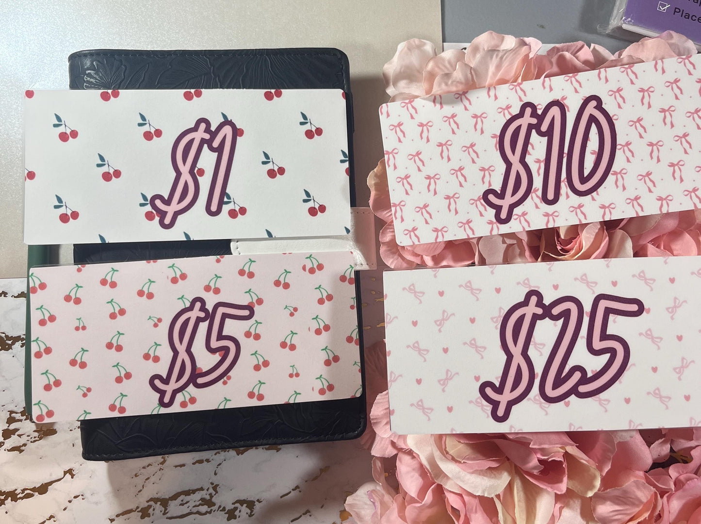 Set of 3 Coquette Money  Placeholders | Prop Money, Cash Stuffing, Cash Placeholder, A6 Cash Budget, Cash Envelope System, Girlie