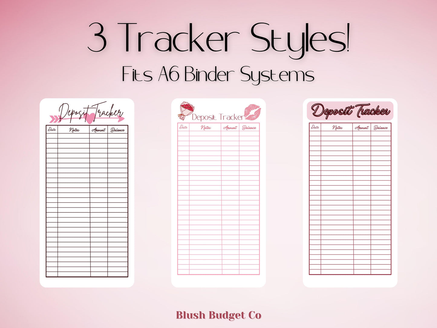 3 Pastel Valentines Expense Tracker Inserts | Cash Envelope Insert, Cash Binder, Cash Insert, Budget Inserts