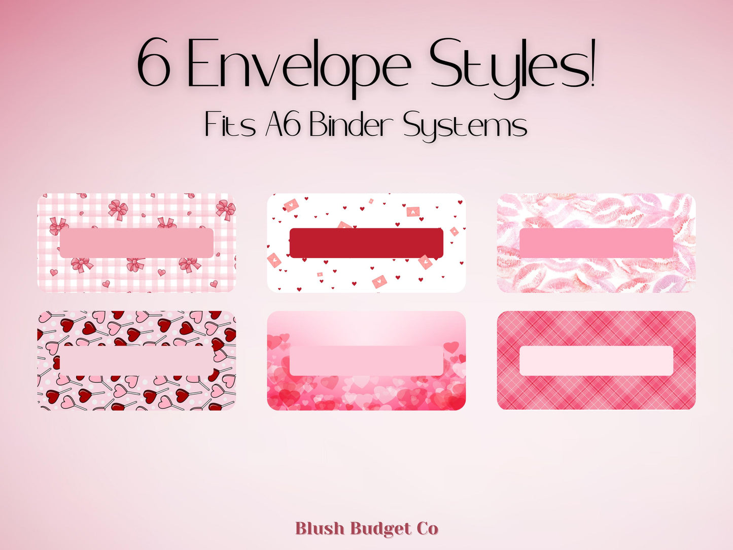 6 Valentines Custom Cash Envelopes | A6 Laminated Cash Envelope, Budgeting, Cash Stuffing, Envelope Budget