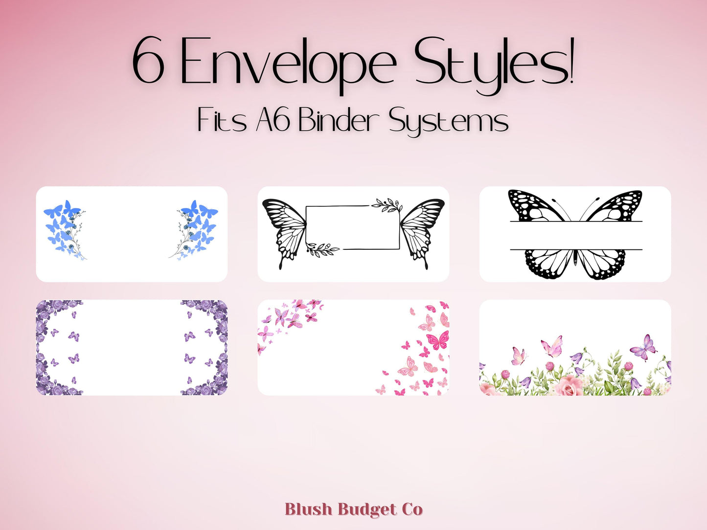 6 Butterfly Spring Cash Envelopes | A6 Laminated Cash Envelope, Budgeting, Cash Stuffing, Envelope Budget