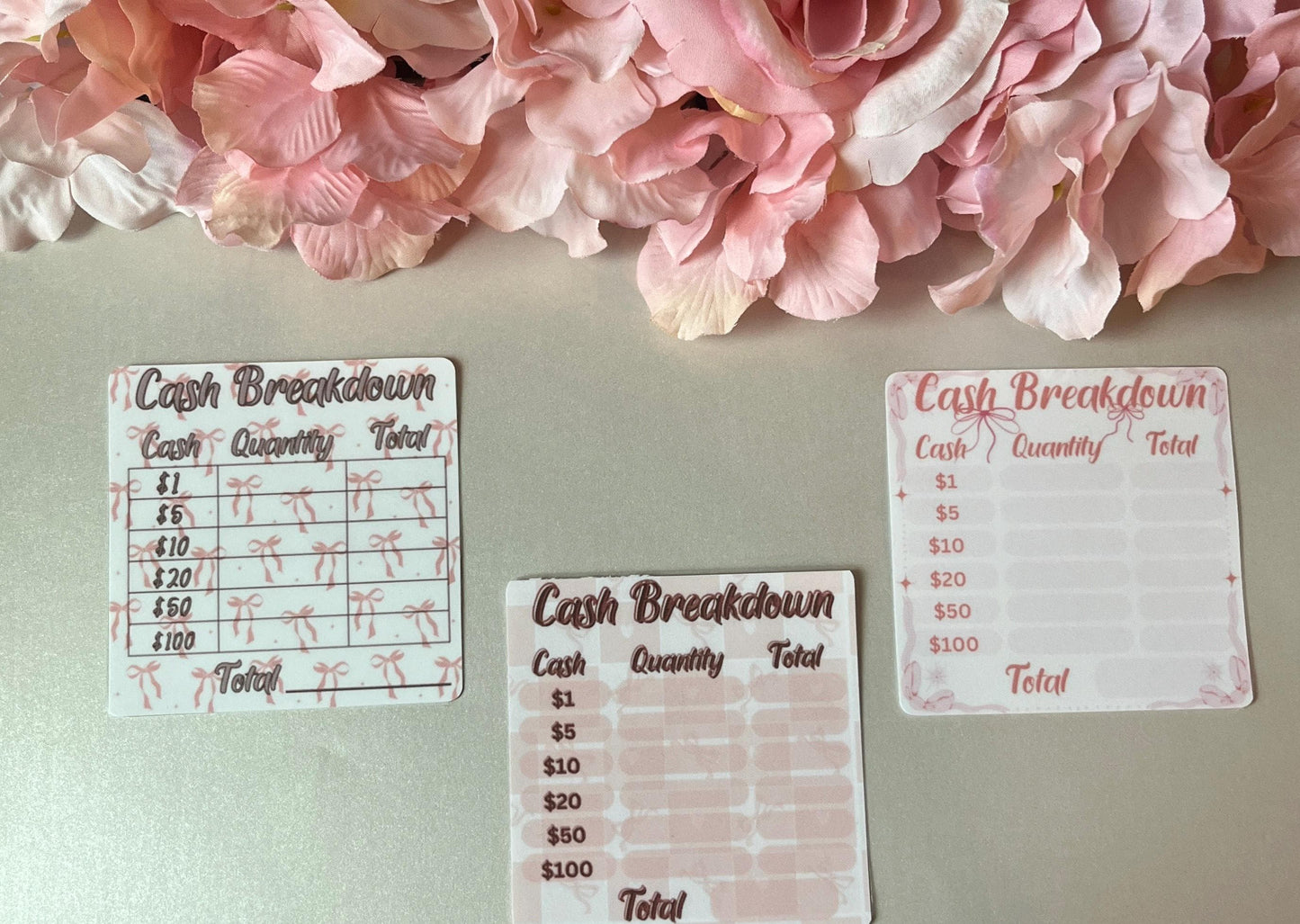 6 Coquette Cash Teller Slips | Bank Withdrawal, A6 Cash Budget,  Reusable Aesthetic Budgeting Tools, Budget Binder, Cash breakdown