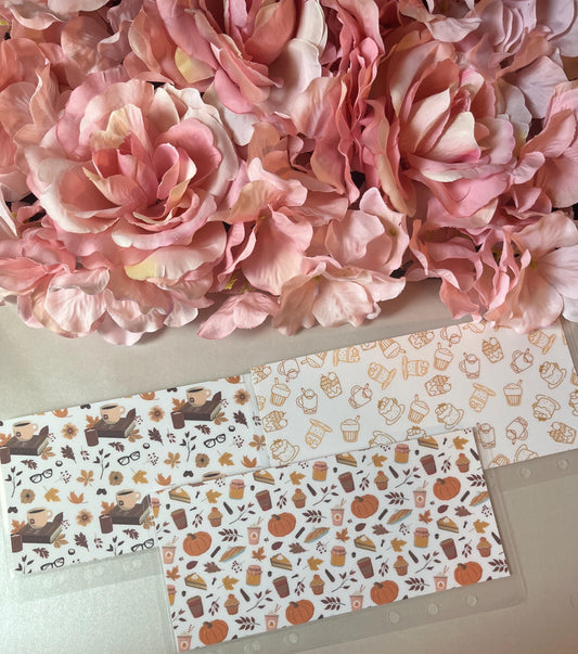 3 Pumpkin Spice Fall Custom Cash Envelopes | A6 Laminated Cash Envelope, Budgeting, Cash Stuffing, Envelope Budget